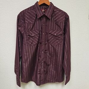 Men's Vintage Style Pearl Snap Shirt - Medium